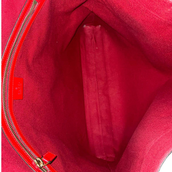 GUCCI Canvas Calfskin Sylvie Stripe Logo Mens Tote Red White Blue Large. - Picture 10 of 16